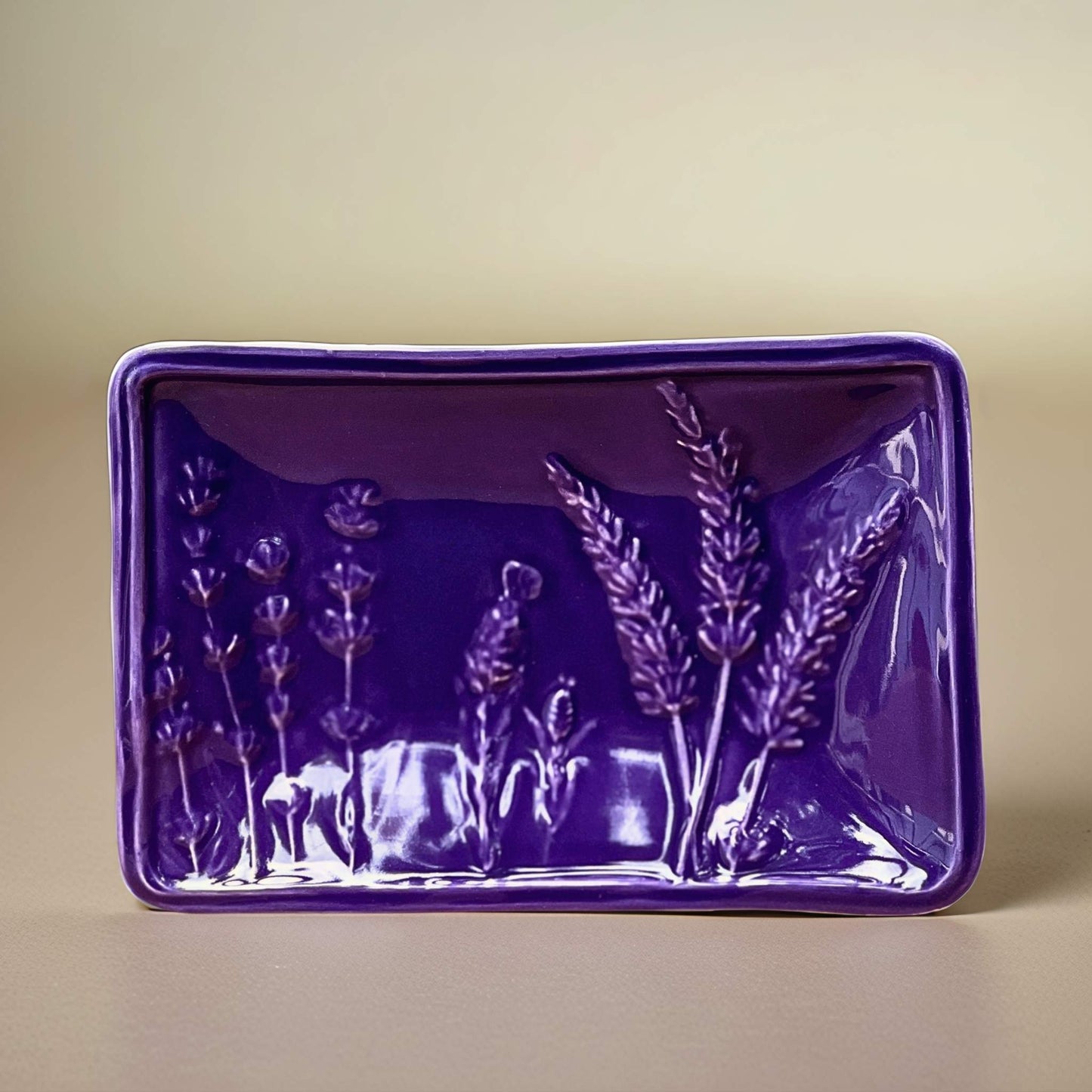 Lavender Rectangle Dish - Purple displayed as a stylish and elegant lavender purple plate with a smooth rectangular design