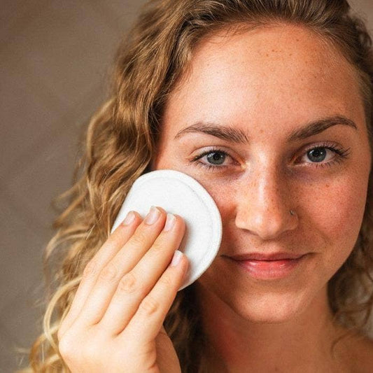 Reusable Facial Rounds laid out to show soft bamboo cotton texture and eco-friendly design for gentle facial care.