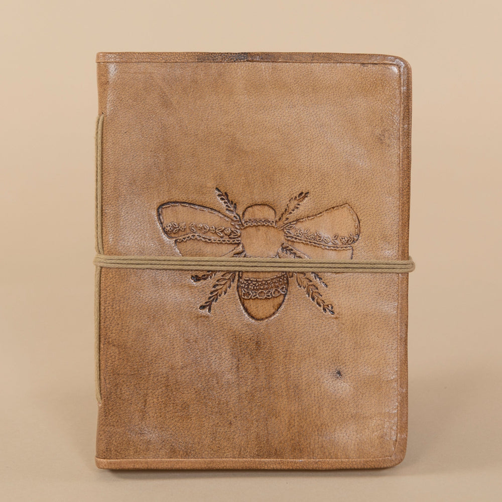 Lavender Bee Embossed Leather Journal