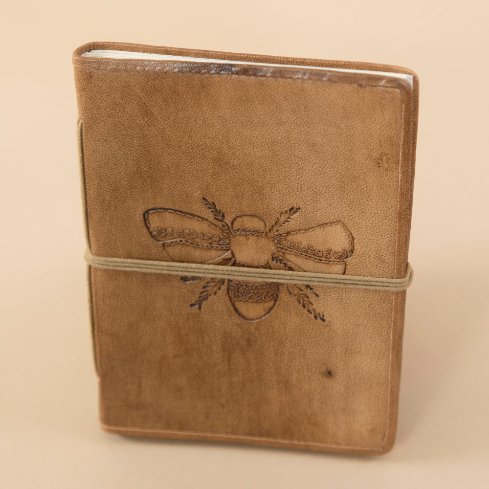 Lavender Bee Embossed Leather Journal