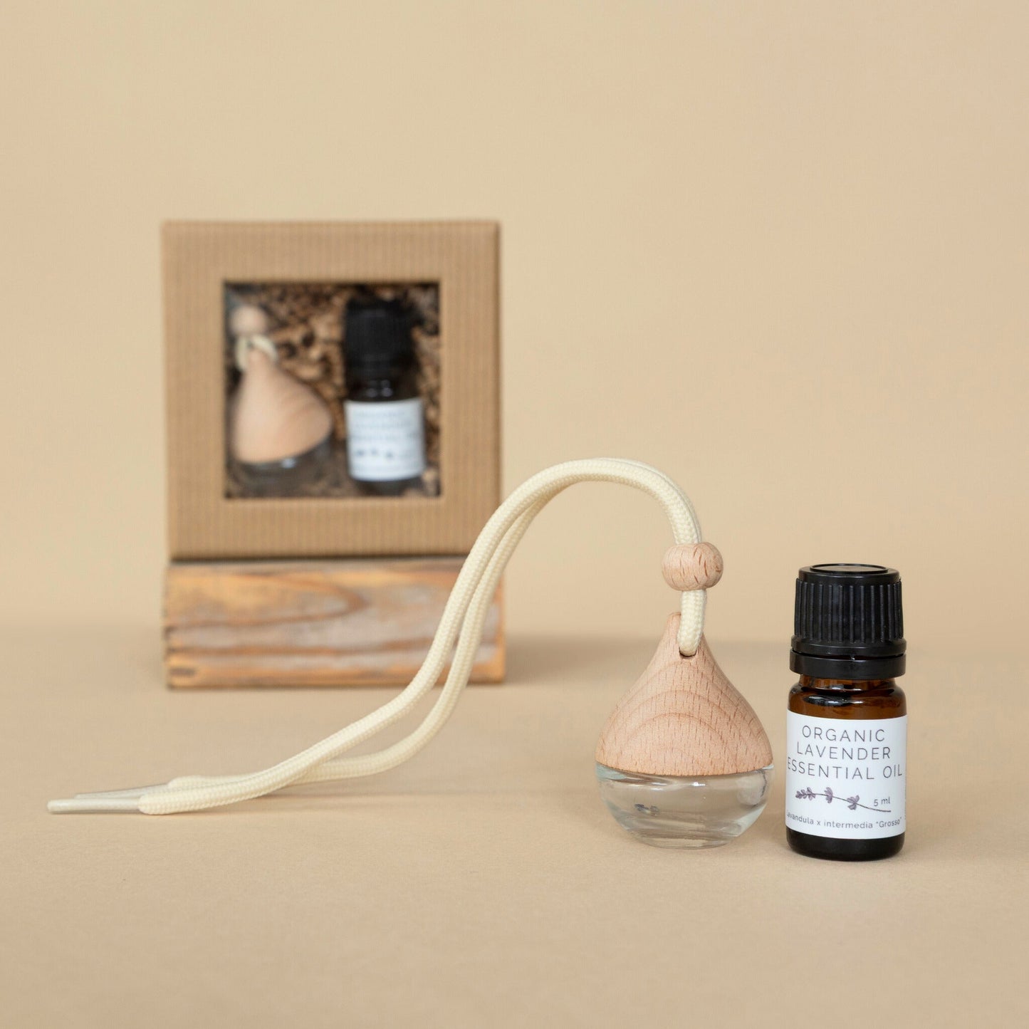 Lavender Diffuser with organic lavender essential oil in a stylish glass bottle, perfect for relaxing home aromatherapy