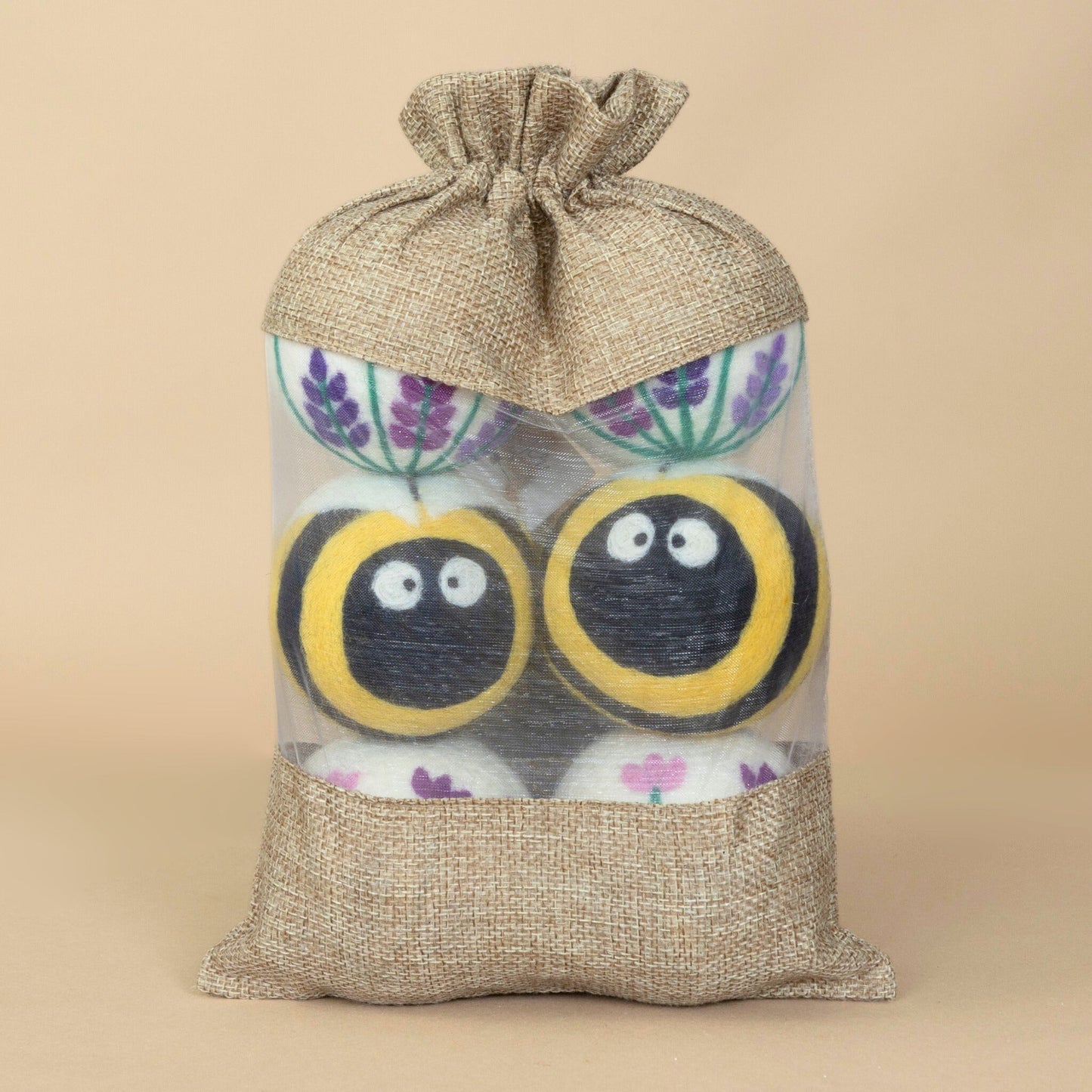 Lavender Field Wool Dryer Ball Set displayed together for eco-friendly laundry care