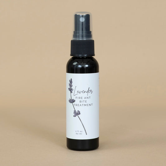 Lavender Fire Ant Bite Treatment product packaging displayed on a natural background