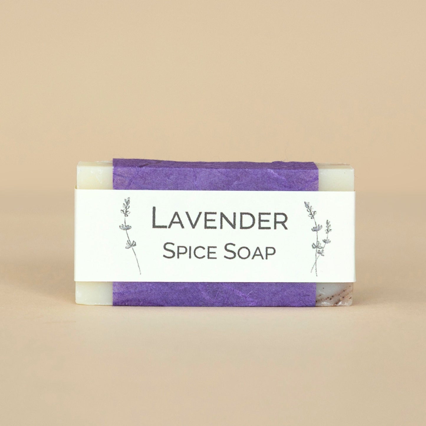 Lavender Spice Soap small bar featuring a handcrafted blend of soothing lavender and warming spices