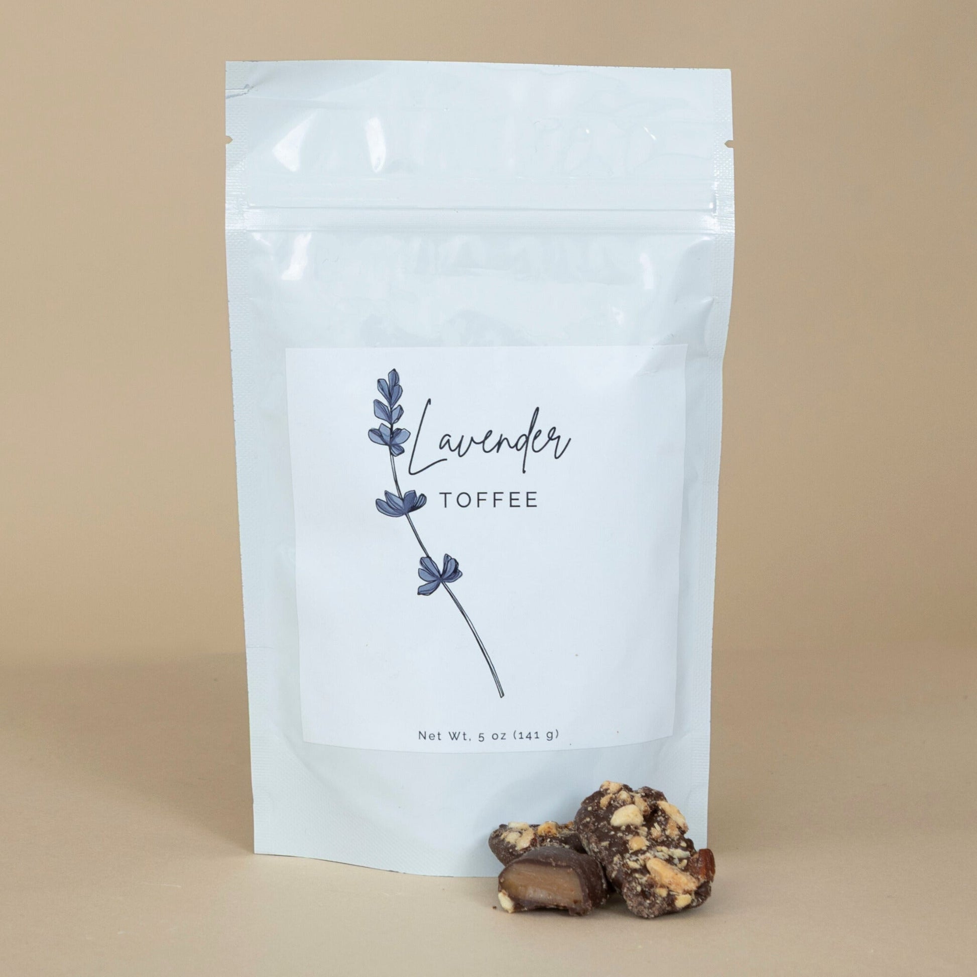 Lavender Toffee delicately arranged in a tempting display, highlighting its smooth texture and gourmet appeal