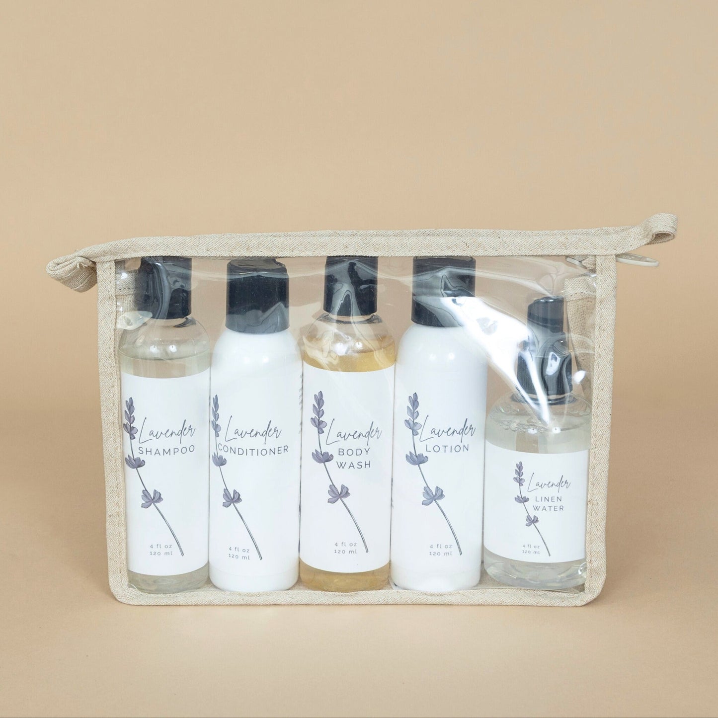 Lavender Weekender Collection personal care gift set beautifully arranged with premium lavender bath essentials.